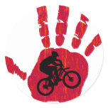 Bike Red Hands Round Sticker