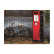 Bike - Two Bikes and a Gas Pump Postcards