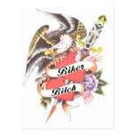 biker and bitch post card