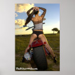 Biker Babe Poster - Brunette Babe from Behind