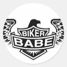 Biker Babe Round Sticker