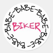 Biker Babe Round Sticker