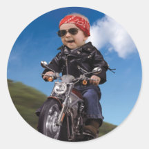Biker Babe Round Stickers