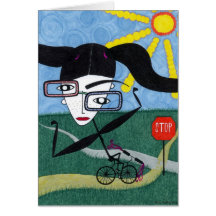 "Biker Chick" blank greeting card