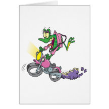 biker chick froggy frog animal cartoon greeting cards
