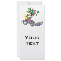 biker chick froggy frog animal cartoon personalized rack card