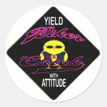 Biker Chick Round Sticker
