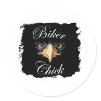 biker chick round stickers