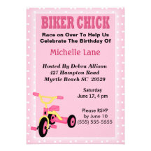 Biker Chick Tricycle Birthday Invitation