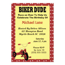 Biker Dude Tricycle Birthday Invitation
