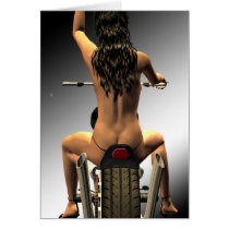Biker girl greeting cards