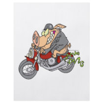 biker hog pig motorcycle bike cartoon flyer design