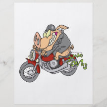 biker hog pig motorcycle bike cartoon flyer design