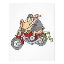 biker hog pig motorcycle bike cartoon personalized announcement