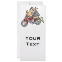 biker hog pig motorcycle bike cartoon custom rack cards