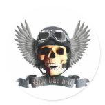 Biker Skull A Runde Sticker