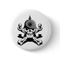 Biker Skull and Bones Pinback Button