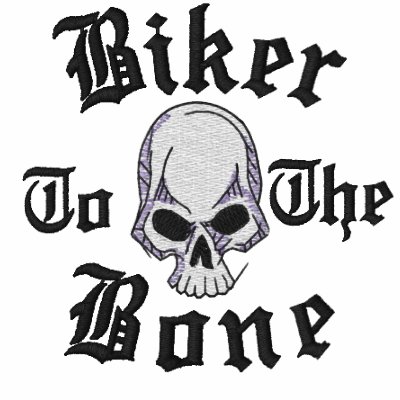 Biker To The Bone Skull Embroidered Shirt by fathersdaytshirts