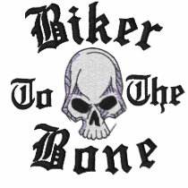 Biker To The Bone Skull Embroidered Shirt