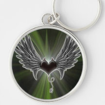 Biker Wings With Heart Keychain