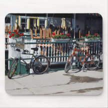 Bikes at cafe mousepad