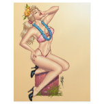 Bikini Blonde Pin-up Girl with Flowers by Al Rio flyers