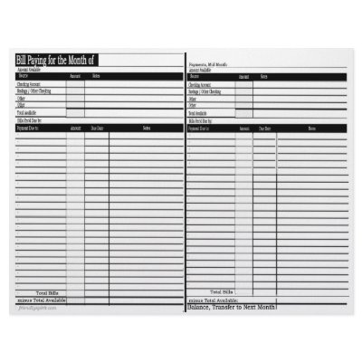 Bill Paying Schedule Sheets - Horizontal Letterhead Template by friendlyspirit