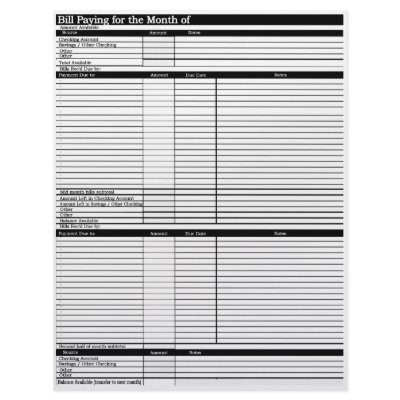 Bill Paying Schedule Sheets Letterhead Template by friendlyspirit