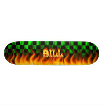 Bill skateboard fire and flames design