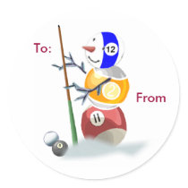 Billards Snowman Christmas Package Stickers