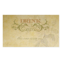 Billet de boissons de rose de cru et de mariage de modèle de carte de visite