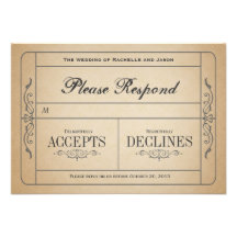 Billet vintage RSVP de mariage Invitations Personnalisées