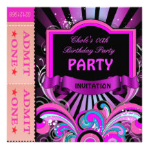 Billets de roses indien de filles de fête d'annive invitation personnalisée
