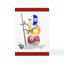 Billiard Ball Snowman Christmas Greeting Card