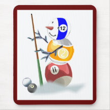 Billiard Ball Snowman Christmas Mousepad