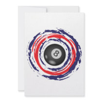 Billiard Red Blue And White Personalized Invitation