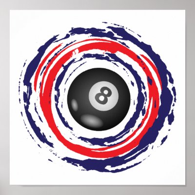 Billiard Red Blue And White by TheArtOfPamela
