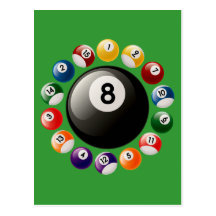 BILLIARDS BALLS POSTCARD