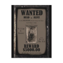 Billy The Kid Wanted Dead or Alive Poster Postcards