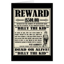 Billy the Kid Wanted Poster Card
