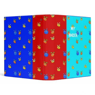 Binder Funny Faces Red Two Blues by Shan_Darling_Gifts