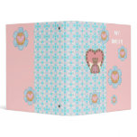 Binder Girls Blue Flowers Pink Bear