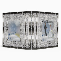 Binder Wedding Photo Album Bride Groom Silver
