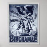 Bingham & Co. Velocipedes Vintage Bicycle Poster
