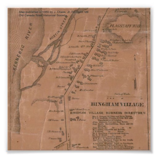 Bingham Village (Maine) 1860 Map Photographic Print Zazzle