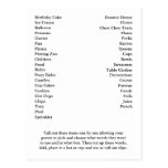Bingo Card Birthday Party Call Out Words Post Cards