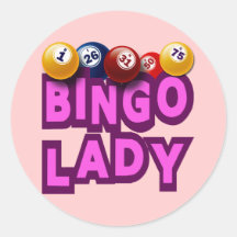BINGO LADY ROUND STICKERS