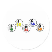 Bingo Numbers Round Sticker