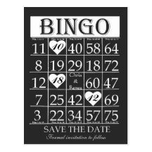 Bingo Save the Date Black & White Postcard