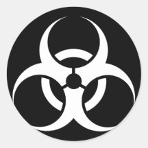 Bio Hazard or Biohazard Sign Symbol Warning Black Round Sticker